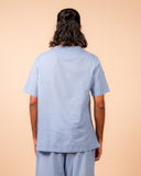 Cotton Yoga Cross Over Neckline Top for Men- Powder Blue | Veer