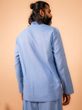 Cotton Yoga Mandarin Collar Top for Men- Powder Blue | Tejas
