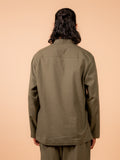 Cotton Yoga Mandarin Collar Top for Men- Olive Green | Tejas