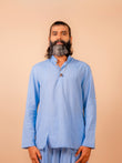 Cotton Yoga Mandarin Collar Top for Men- Powder Blue | Tejas