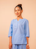 Cotton Yoga Kurta Top for Women- Powder Blue | Aarohi