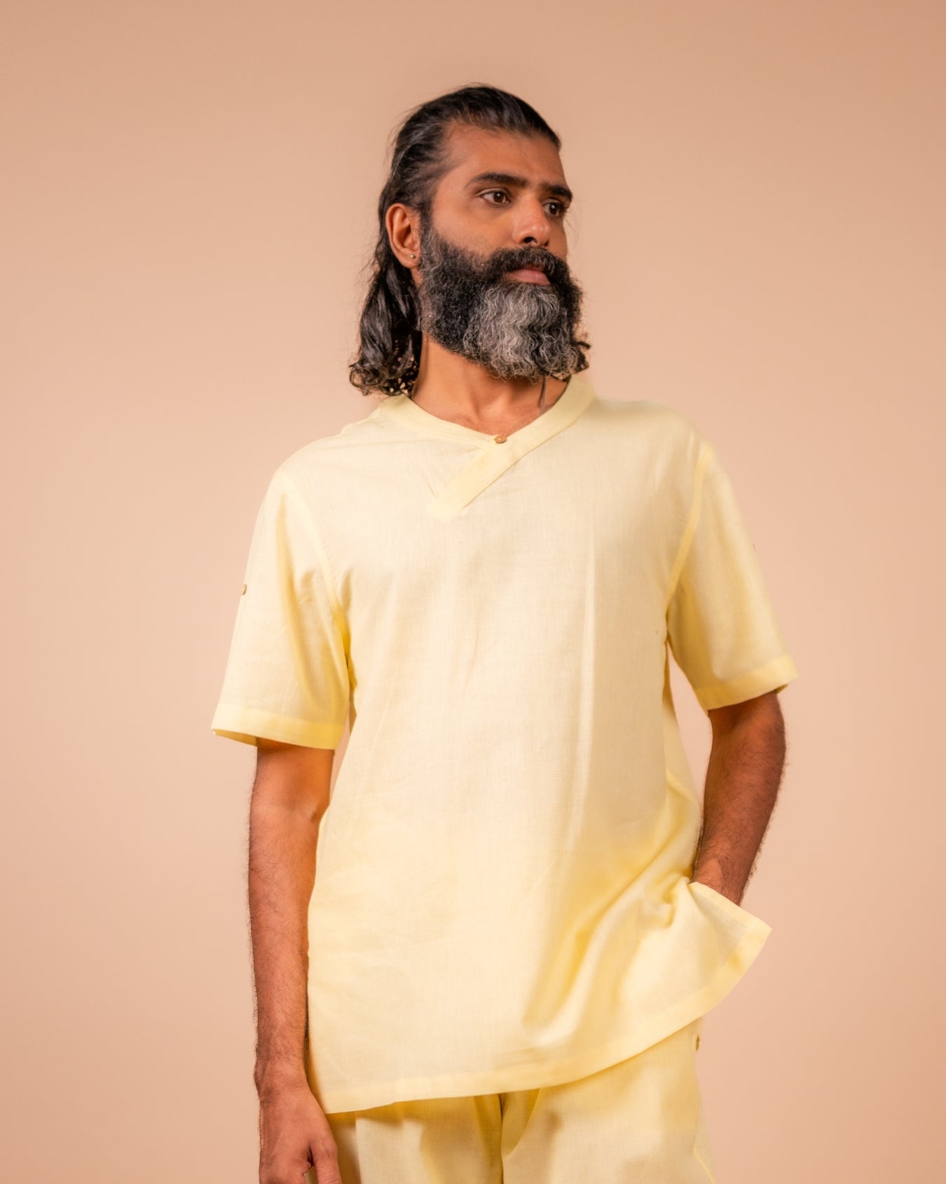 Cotton Yoga Set for Men- Butter Yellow | Veer