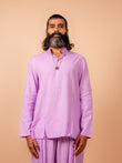 Cotton Yoga Mandarin Collar Top for Men- Lavender | Tejas