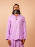 Cotton Yoga Mandarin Collar Top for Men- Lavender | Tejas