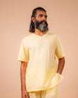 Cotton Yoga Cross Over Neckline Top for Men- Butter Yellow | Veer