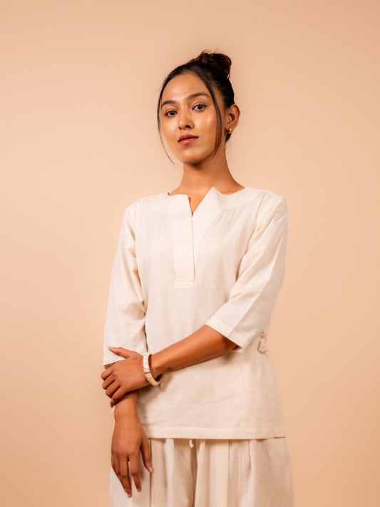Cotton Yoga Kurta Top for Women- Off White | Aarohi