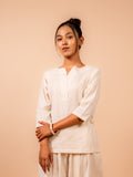 Cotton Yoga Kurta Top for Women- Off White | Aarohi