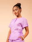 Cotton Yoga half Sleeves Top for Women- Lavender | Ira