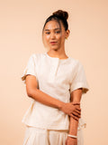 Cotton Yoga Co-ord Set for Women- Off White | Ira
