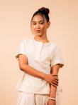 Cotton Yoga half Sleeves Top for Women- Off White | Ira
