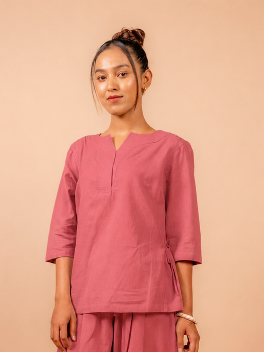 Cotton Yoga Top for Women- Dusky Pink | Aarohi