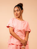 Cotton Yoga half Sleeves Top for Women- Peach | Ira