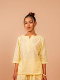 Cotton Yoga Co-ord Set for Women- Butter Yellow | Aarohi