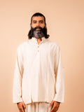 Cotton Yoga Mandarin Collar Top for Men- Off White | Tejas