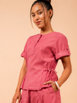 Cotton Yoga half Sleeves Top for Women- Dusky Pink | Ira