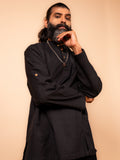 Cotton Yoga Mandarin Collar Top for Men- Off White | Black