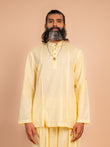 Cotton Yoga Mandarin Collar Top for Men- Butter Yellow | Tejas