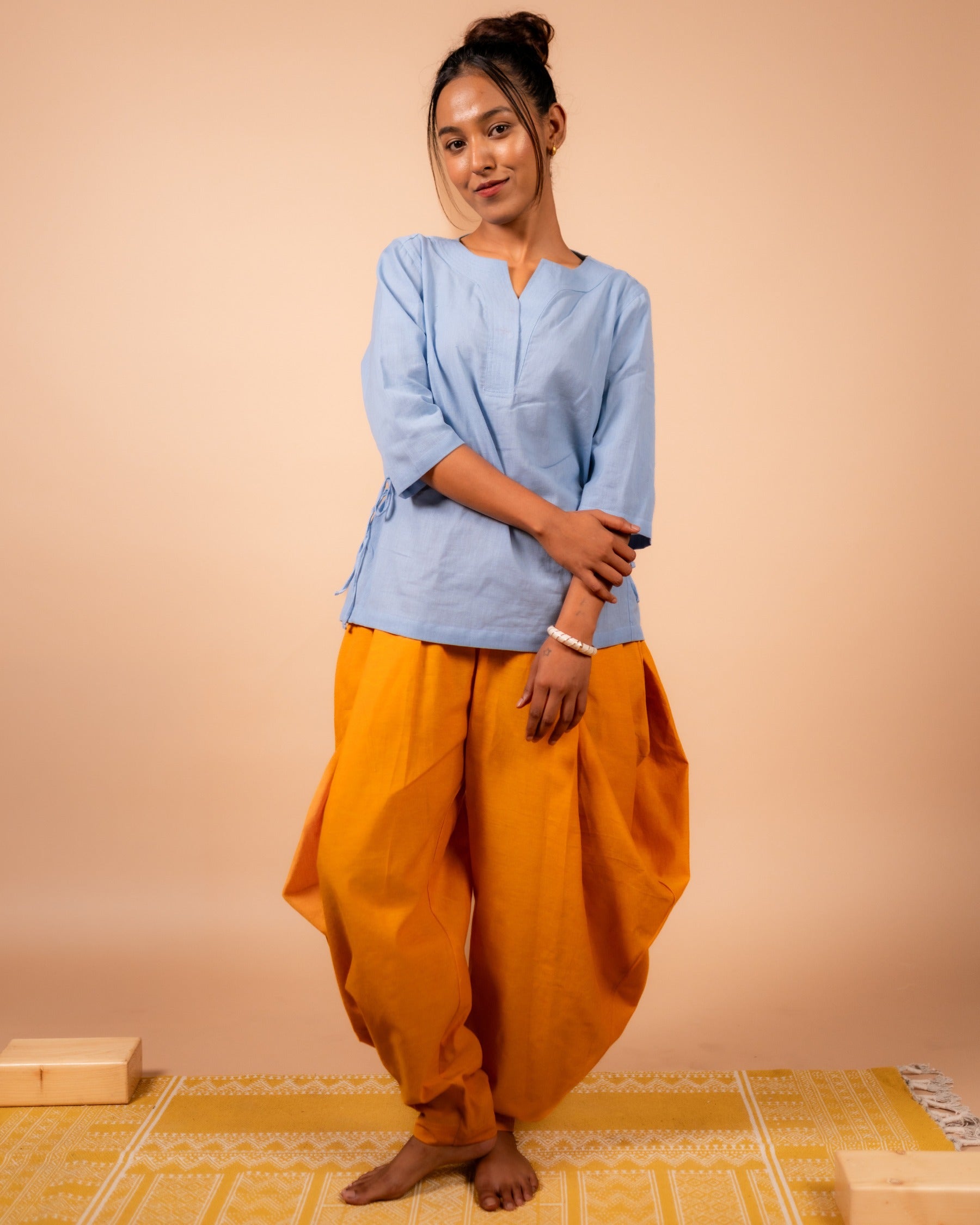 Unisex Cotton Dhoti Yoga Pants- Bright Yellow | Sutra