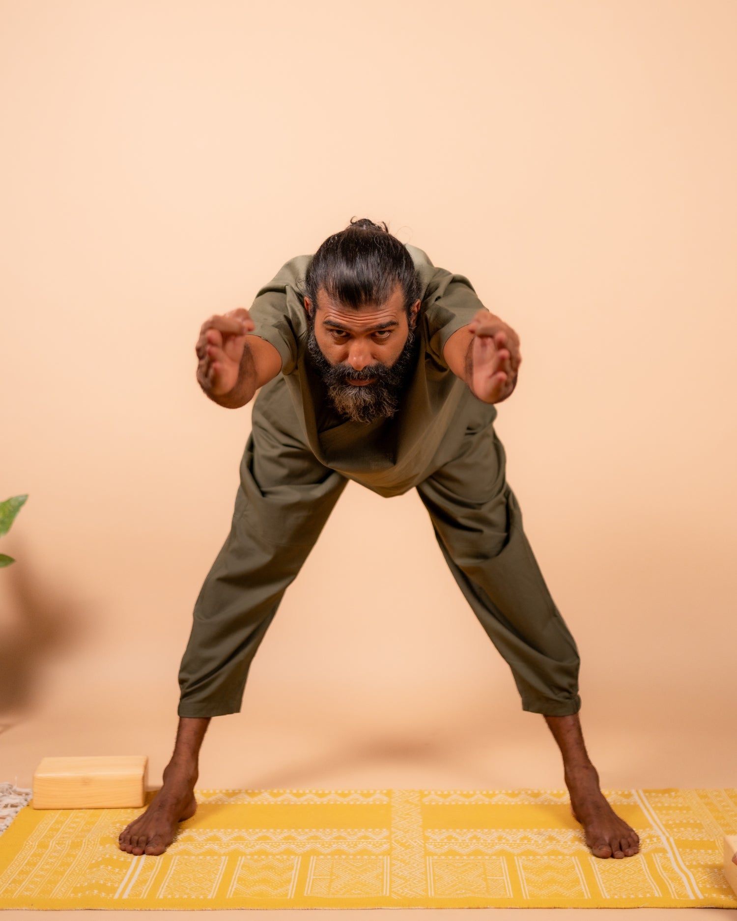 Cotton Yoga Set for Men- Olive Green | Veer