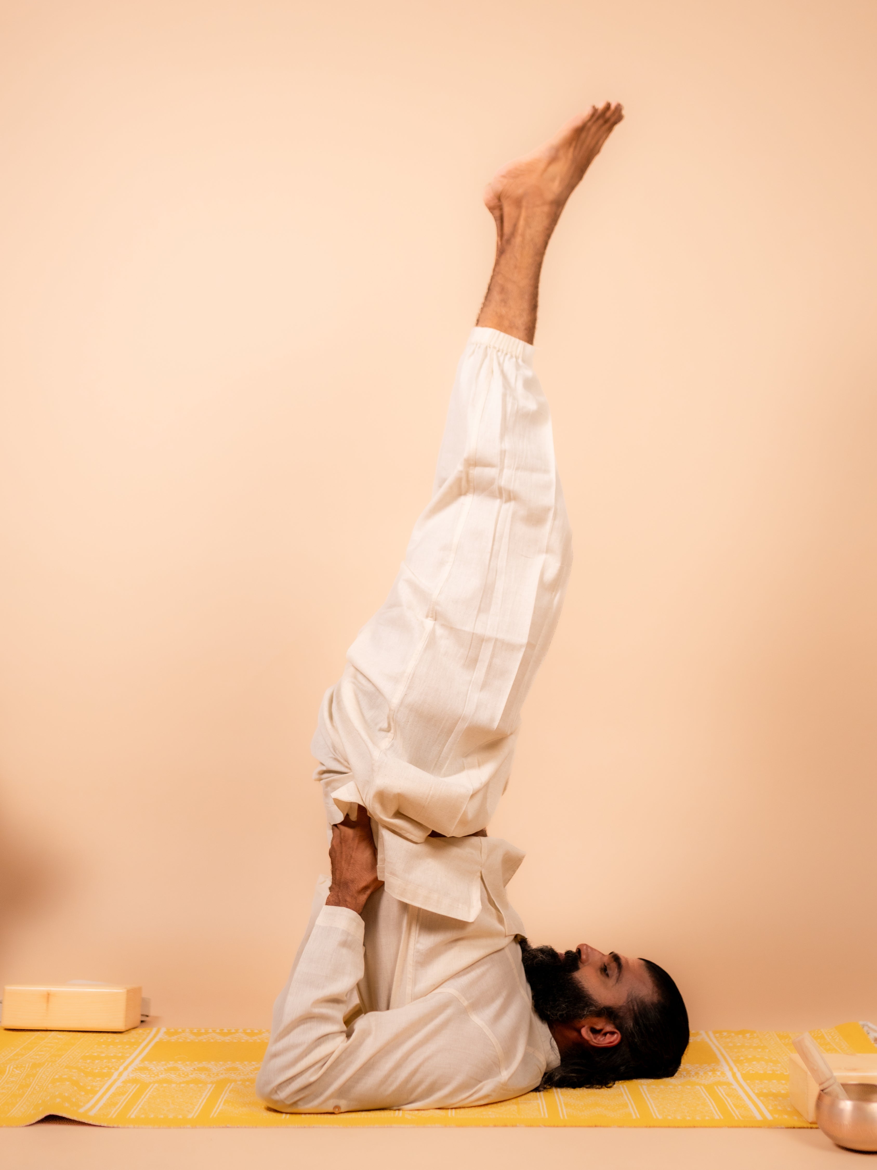 Cotton Yoga Pleated Pants for Men- Off White | Tejas