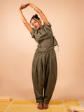 Cotton Yoga Salwar Pants for Women- Olive Green | Ira
