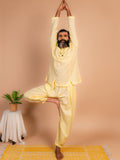 Cotton Yoga Mandarin Collar Top for Men- Butter Yellow | Tejas