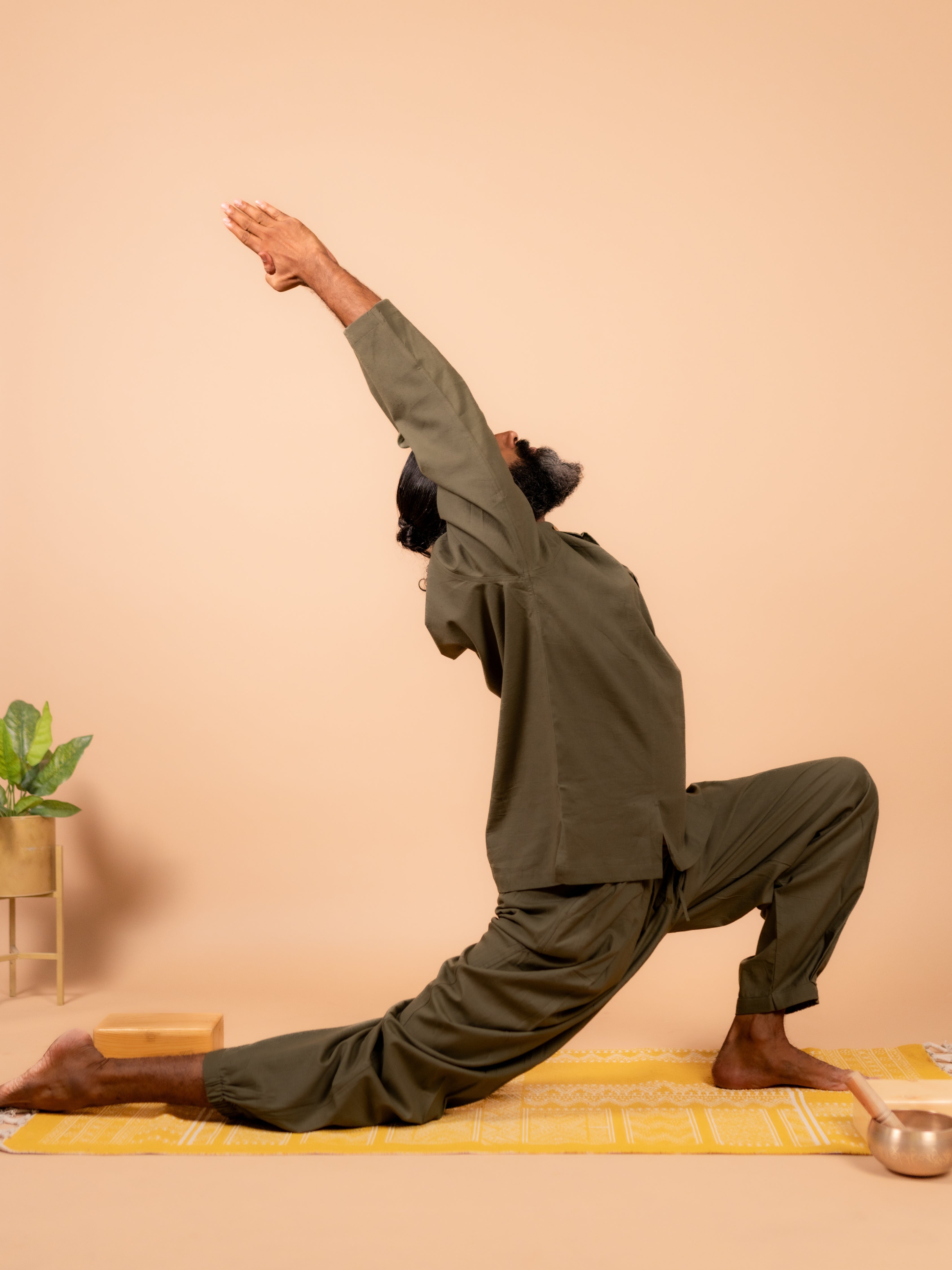 Cotton Yoga Set for Men- Olive Green | Tejas