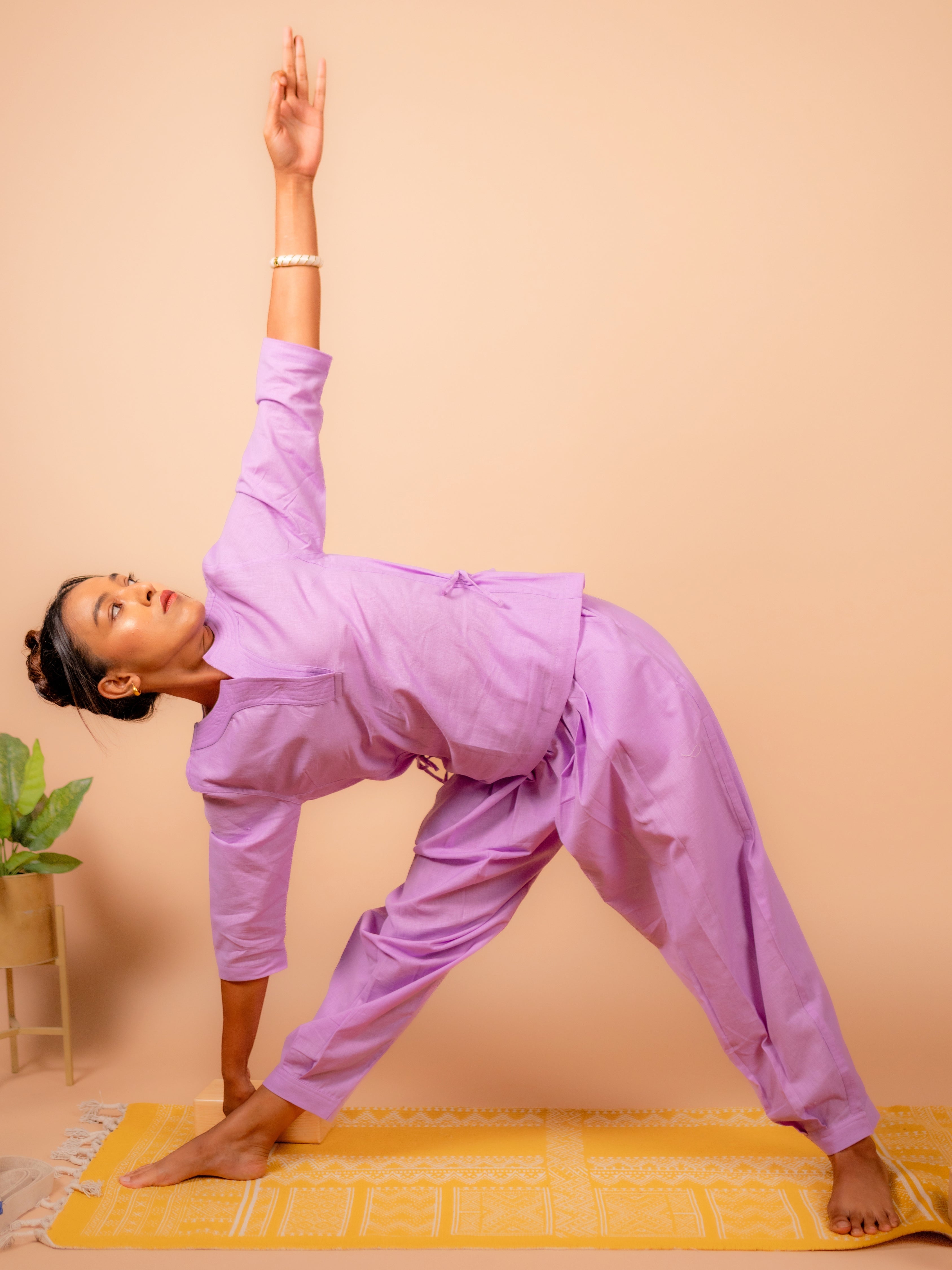 Cotton Yoga Baggy Pants for Women- Lavender | Aarohi