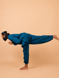Cotton Yoga Mandarin Collar Top for Men- Sea Blue| Tejas