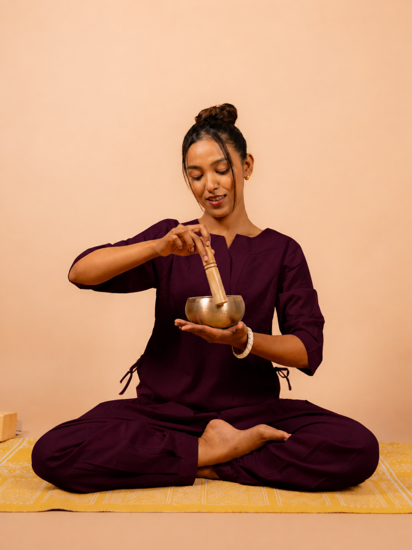 Cotton Yoga Co-ord Set for Women- Plum | Aarohi