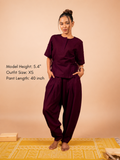 Cotton Yoga Co-ord Set for Women- Plum | Ira