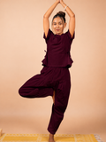 Cotton Yoga Co-ord Set for Women- Plum | Ira