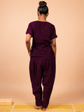 Cotton Yoga Co-ord Set for Women- Plum | Ira