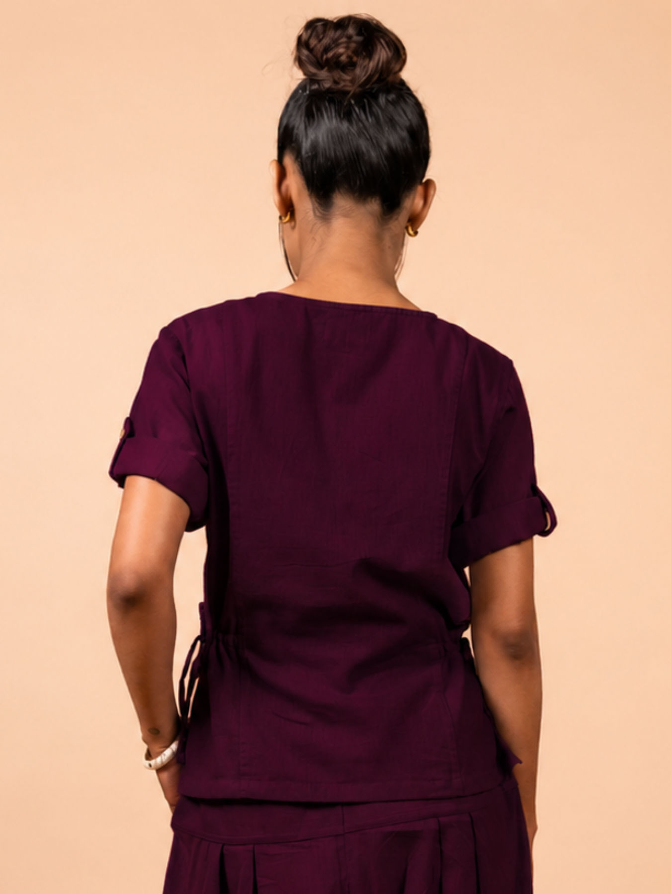 Cotton Yoga half Sleeves Top for Women- Plum | Ira