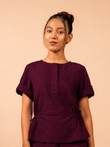 Cotton Yoga half Sleeves Top for Women- Plum | Ira